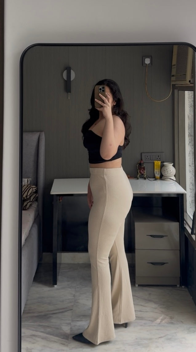 Flared ribbed pants