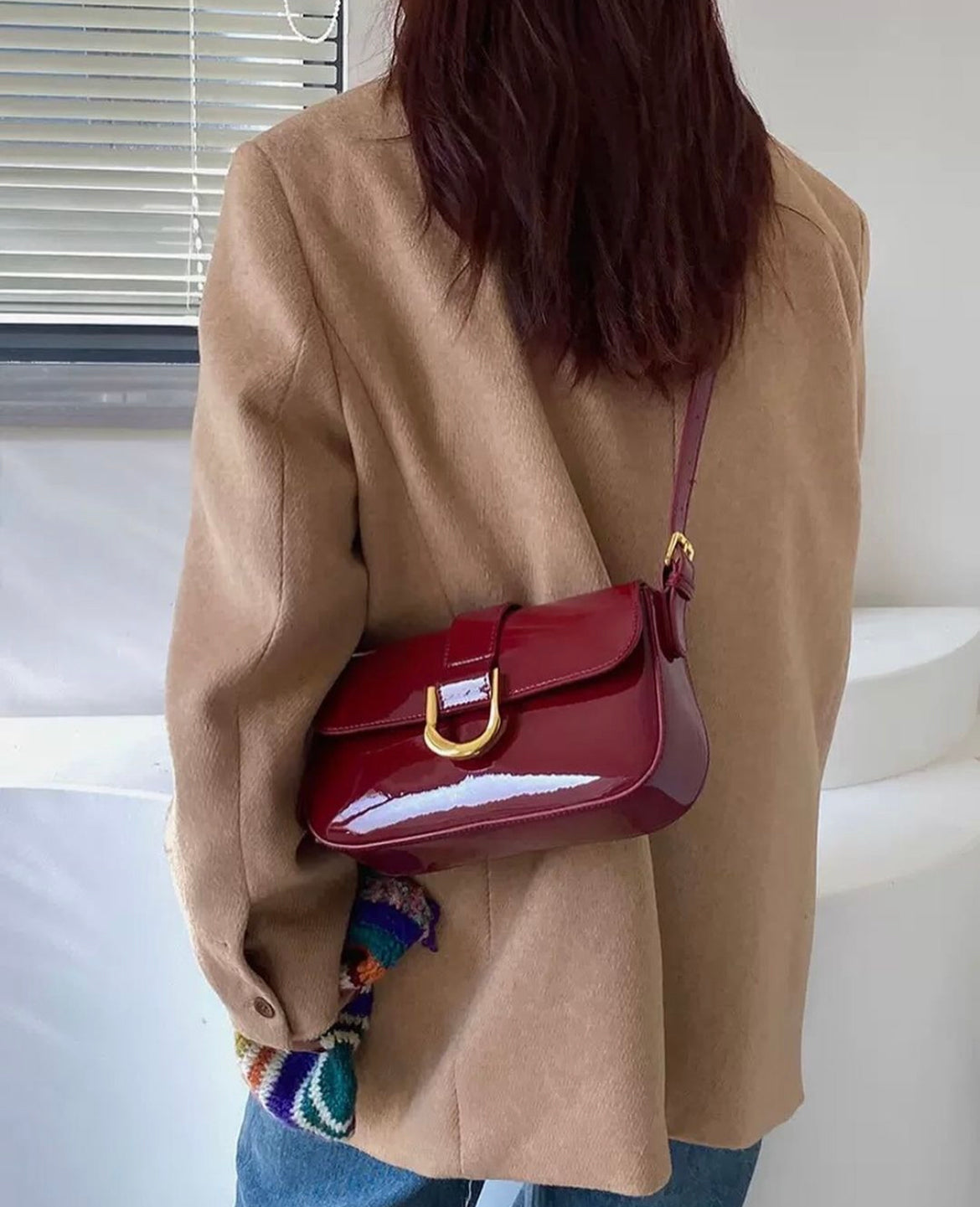 Glossy Buckle Baguette + SlingBag