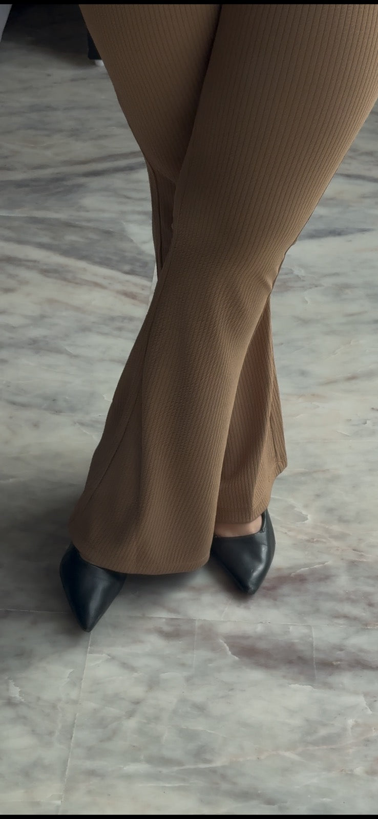 Flared ribbed pants