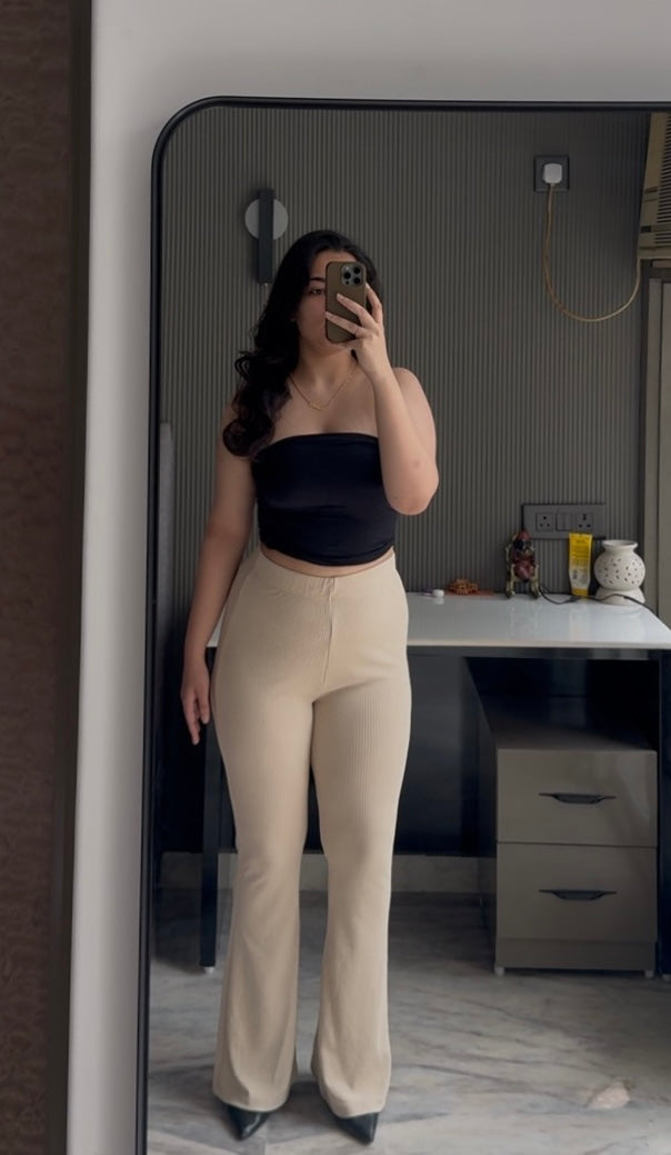 Flared ribbed pants