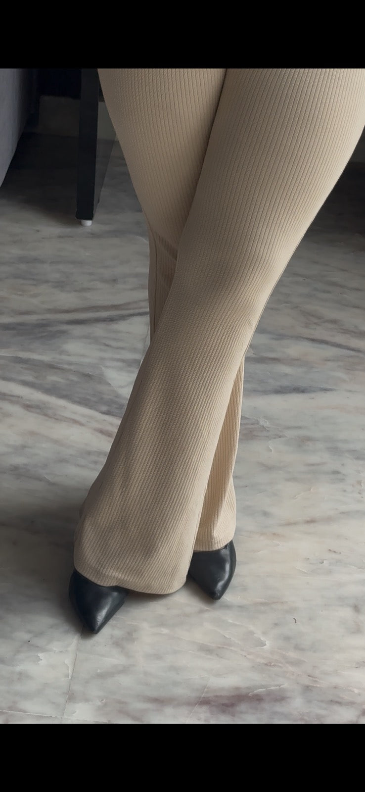 Flared ribbed pants
