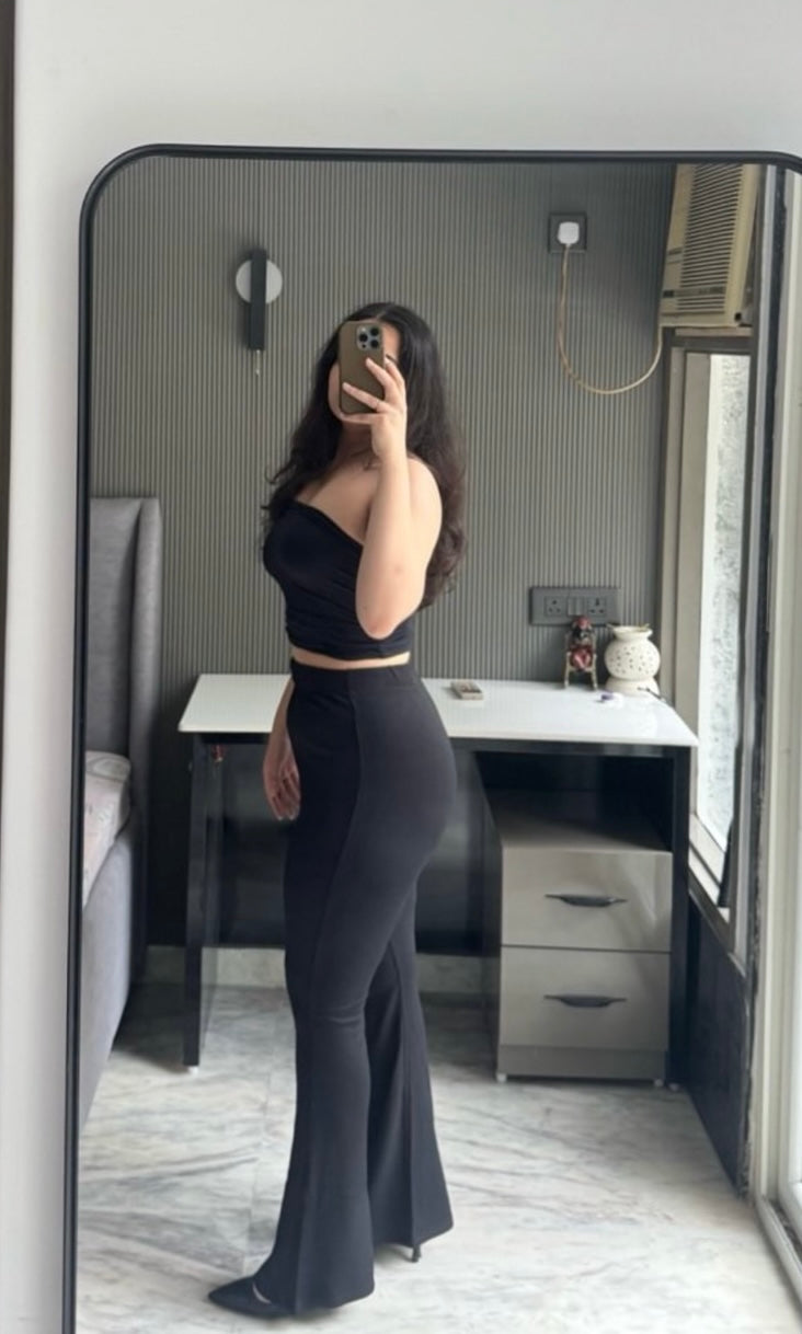 Flared ribbed pants