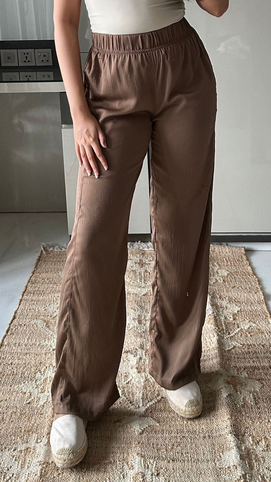 Camel Satin Highwaist Pants