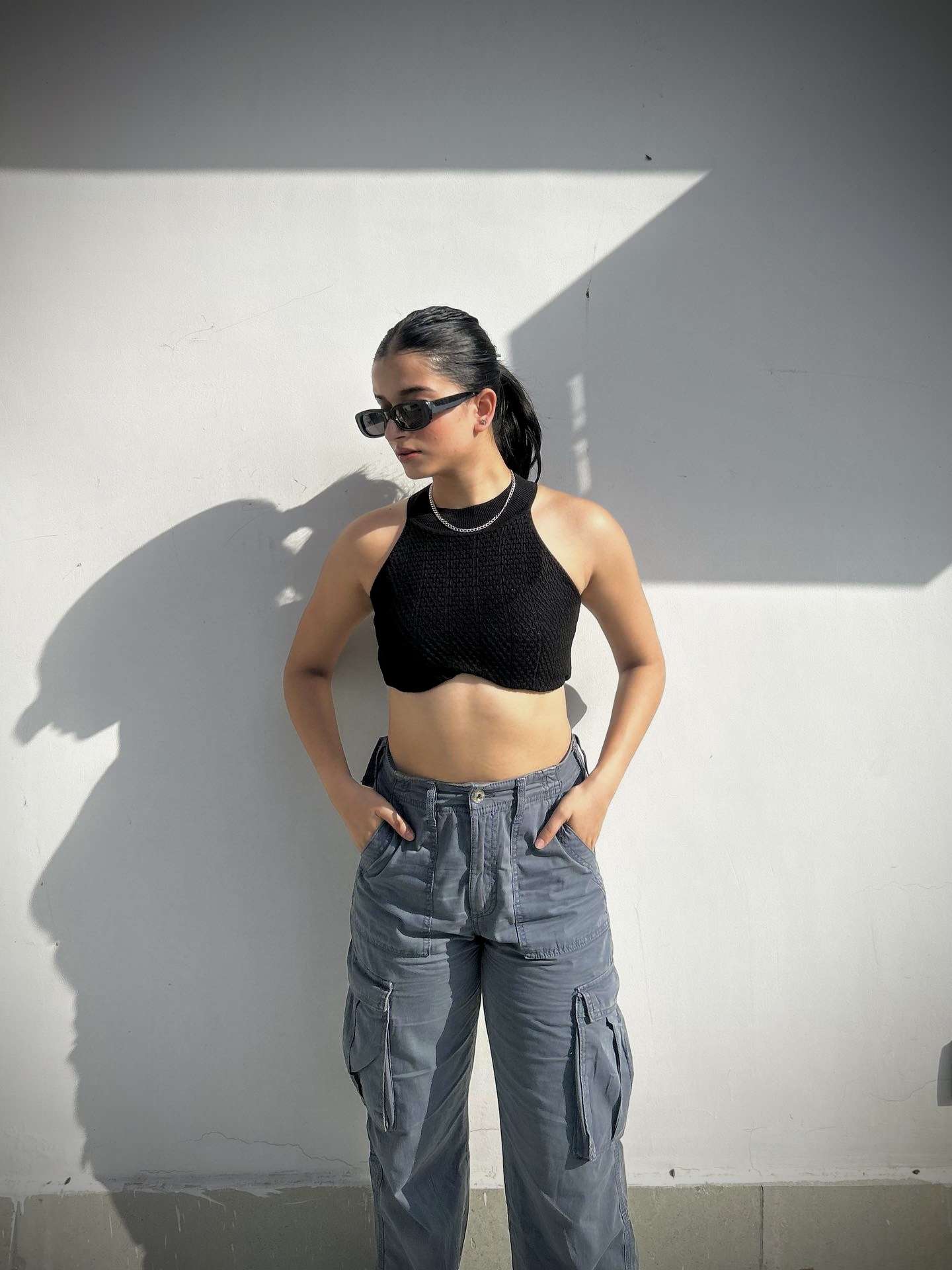 Charcoal Cargo Pants with Buckle