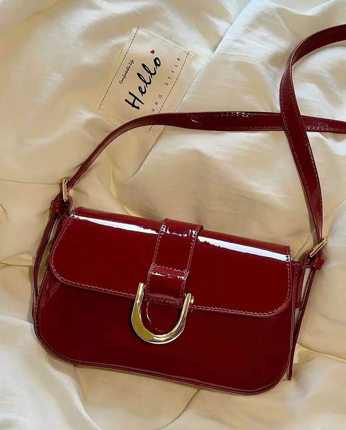 Glossy Buckle Baguette + SlingBag