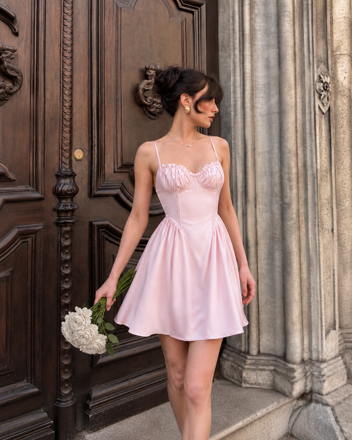 Cottage Mini Dress - Baby Pink