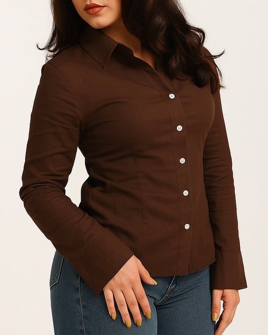 Stella chocolate fitted Shirt (with drawstrings)