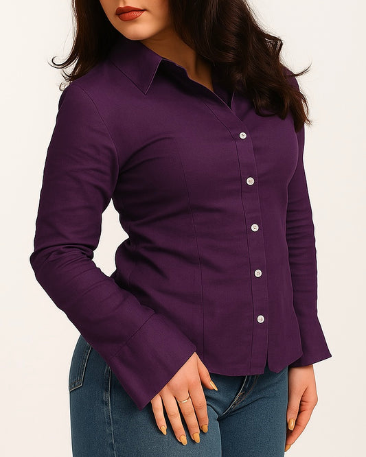 Stella deep purple fitted Shirt (with drawstrings)