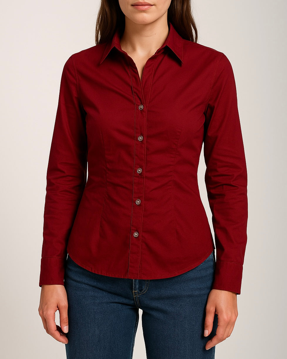 Stella Red fitted Shirt (with drawstrings)