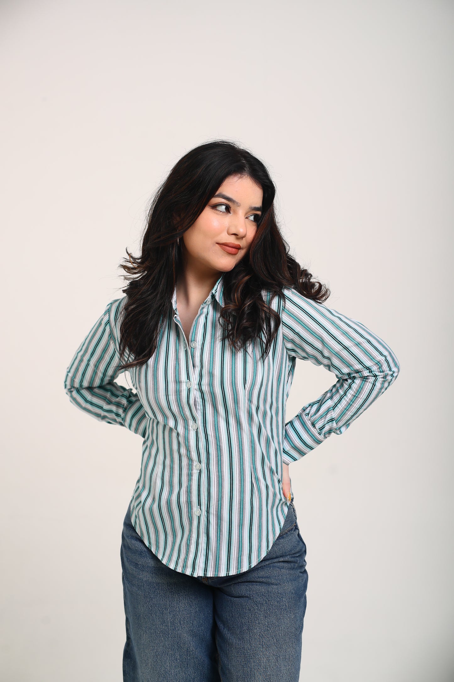 Aqua stripes fitted Shirt