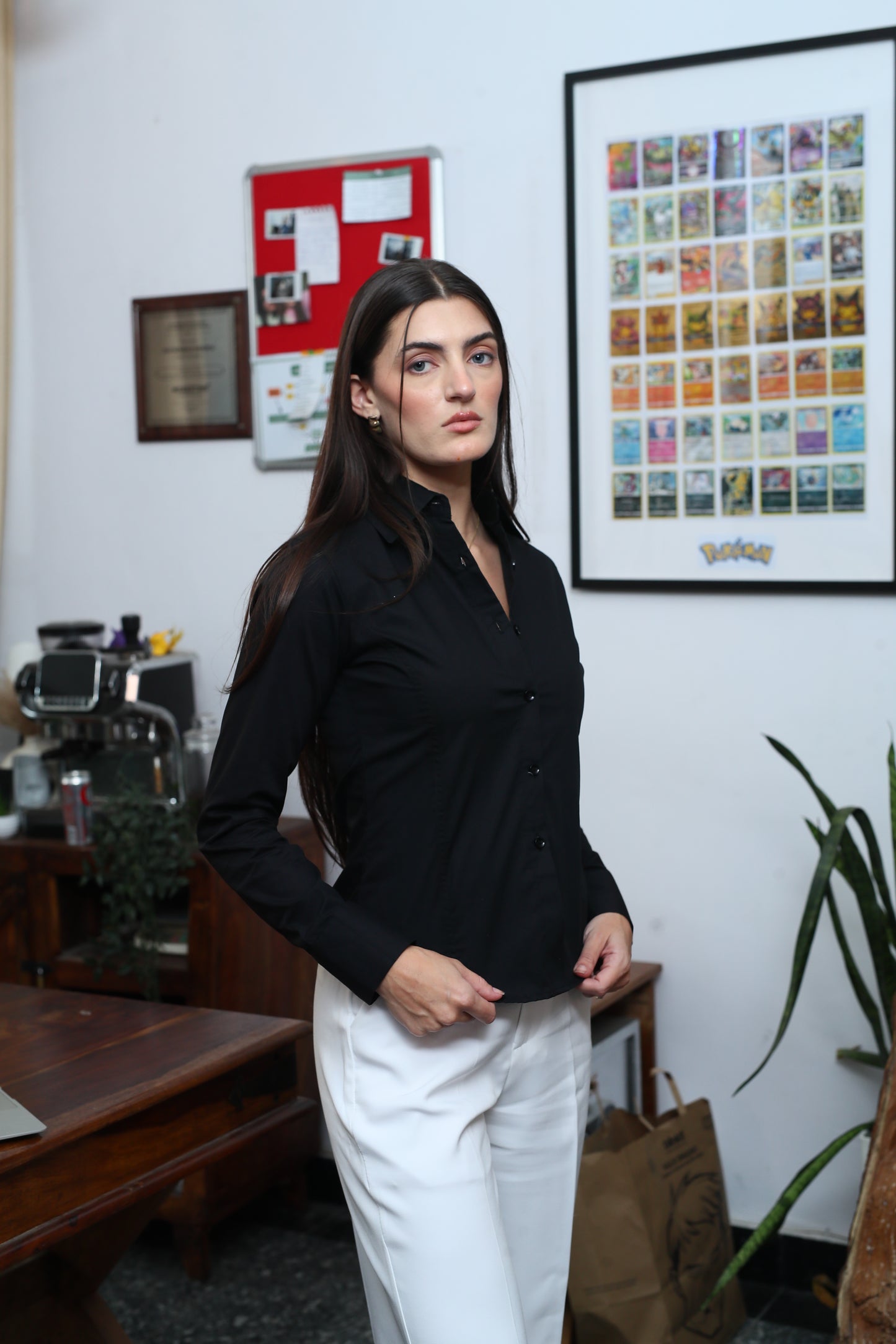 Stella black fitted Shirt (with drawstrings)