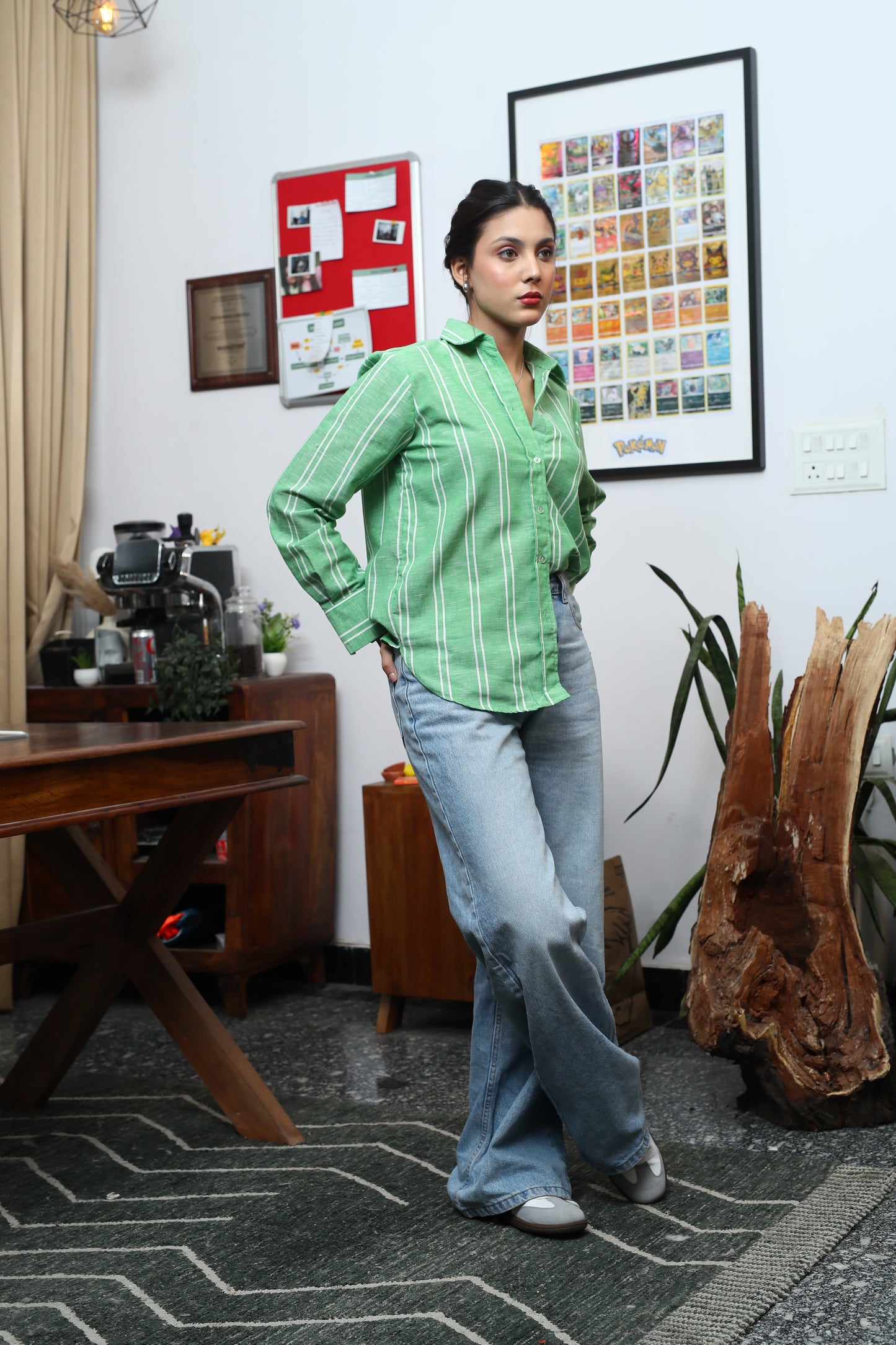 Holiday Green Striped Shirt