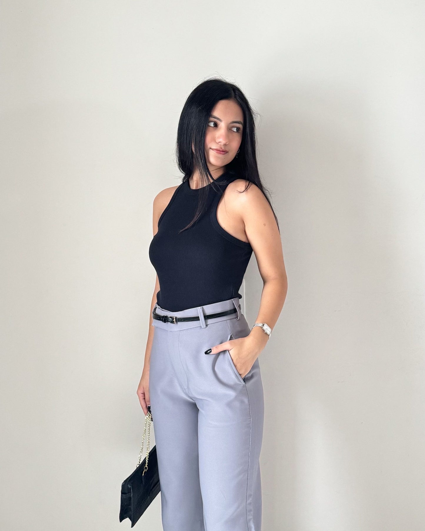 Light Grey Side Hook Trousers