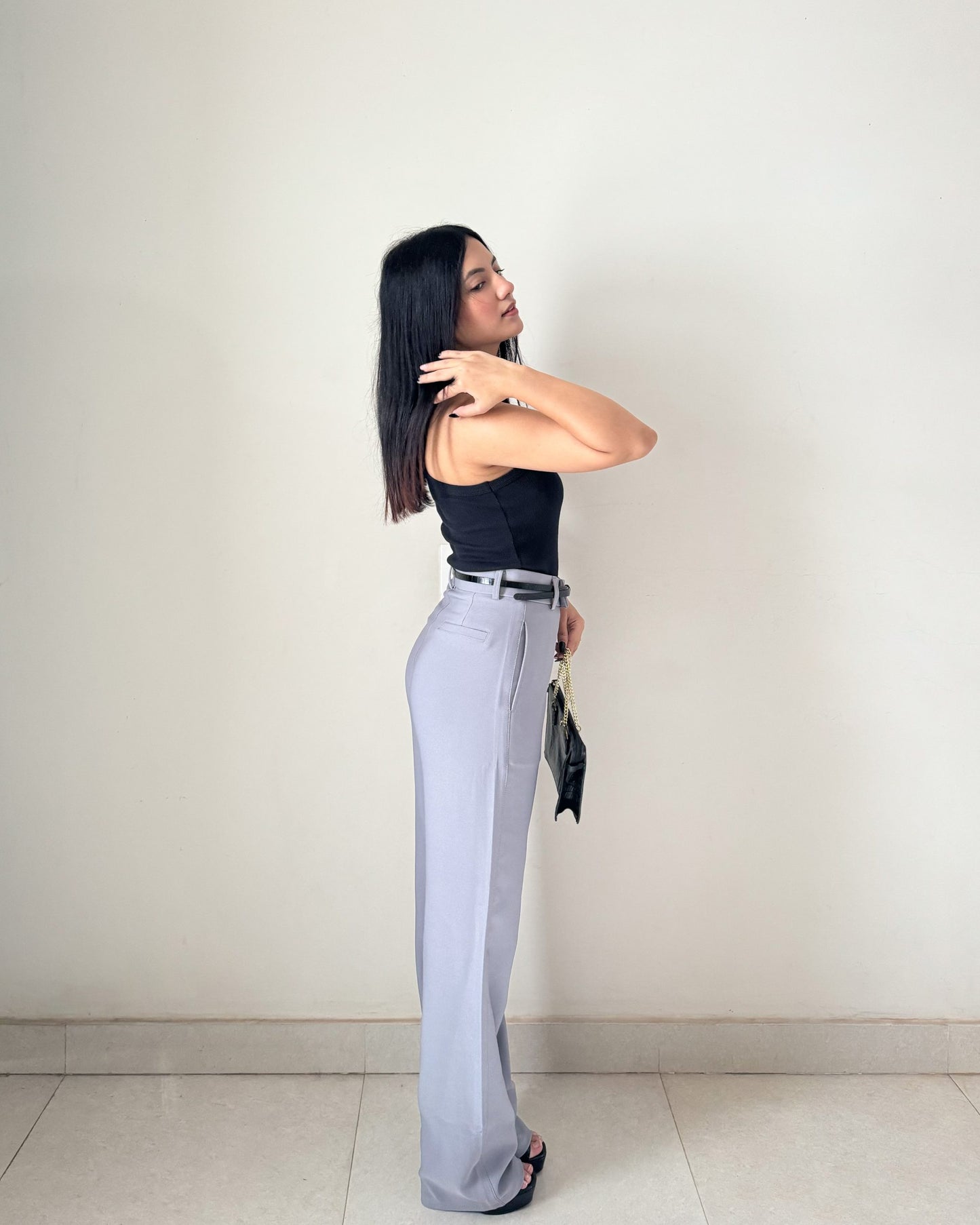 Light Grey Side Hook Trousers