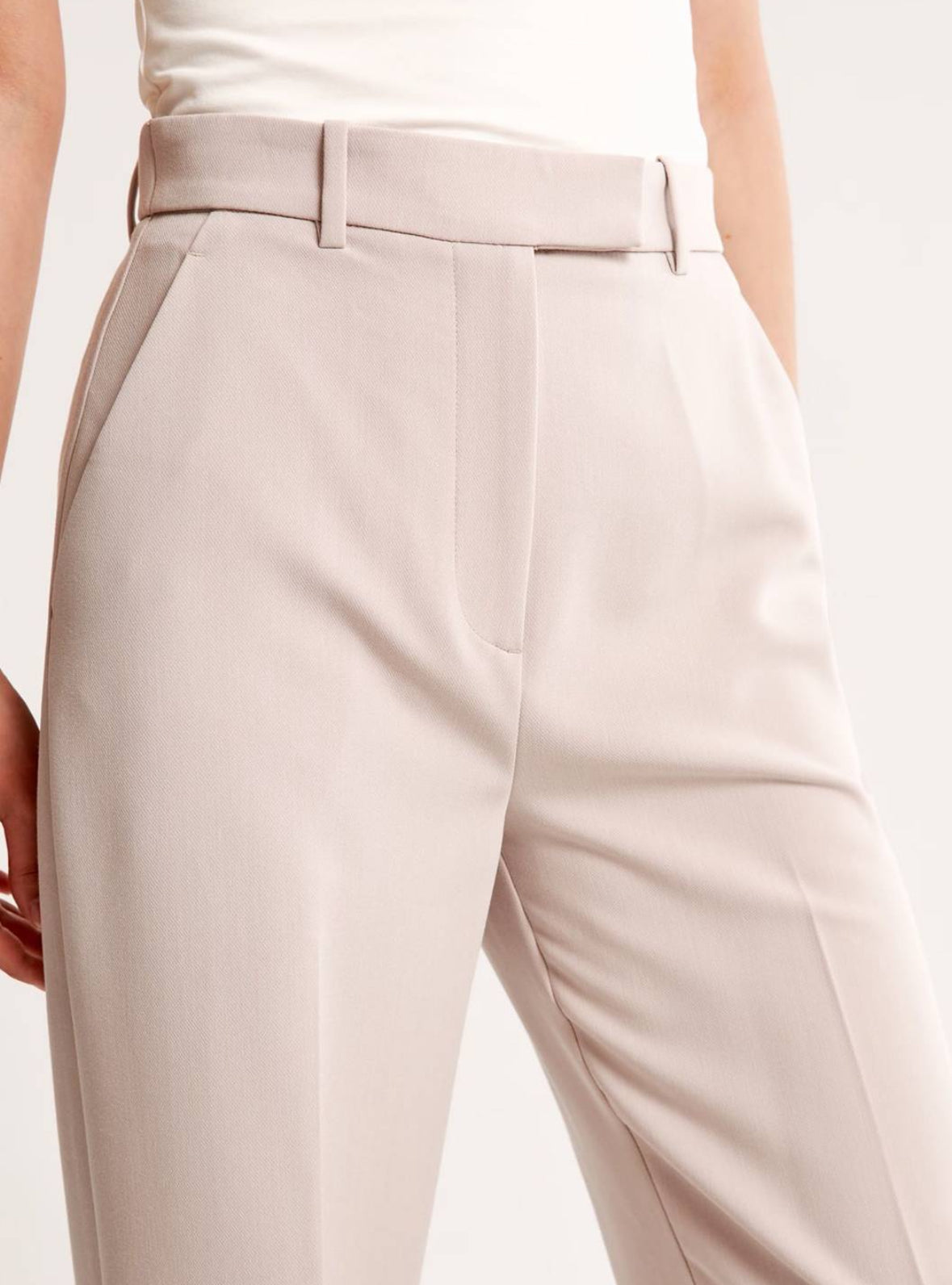 Light Beige Side Hook Trousers