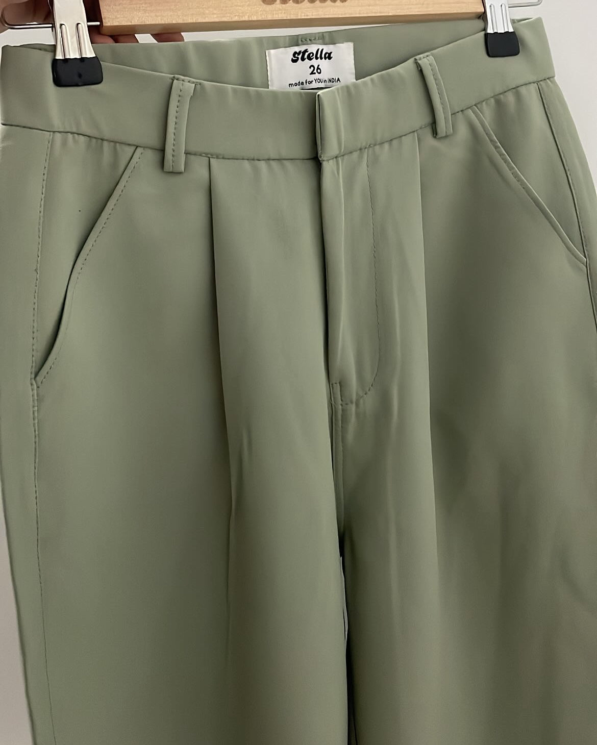 Pastel Green Single Pleat Trousers