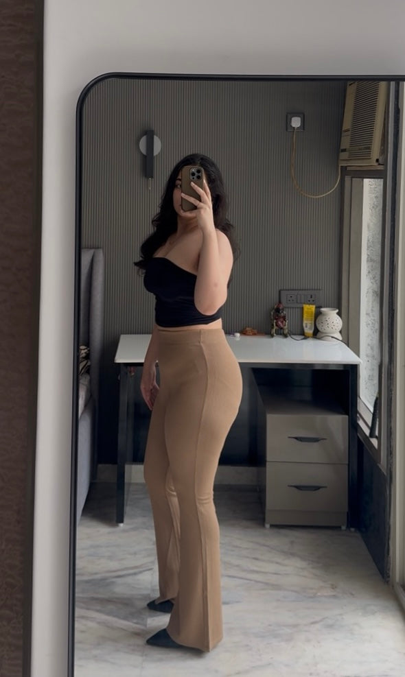 Flared ribbed pants