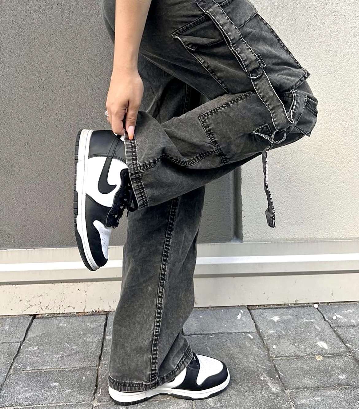 8 Pocket Charcoal Faded Cargo