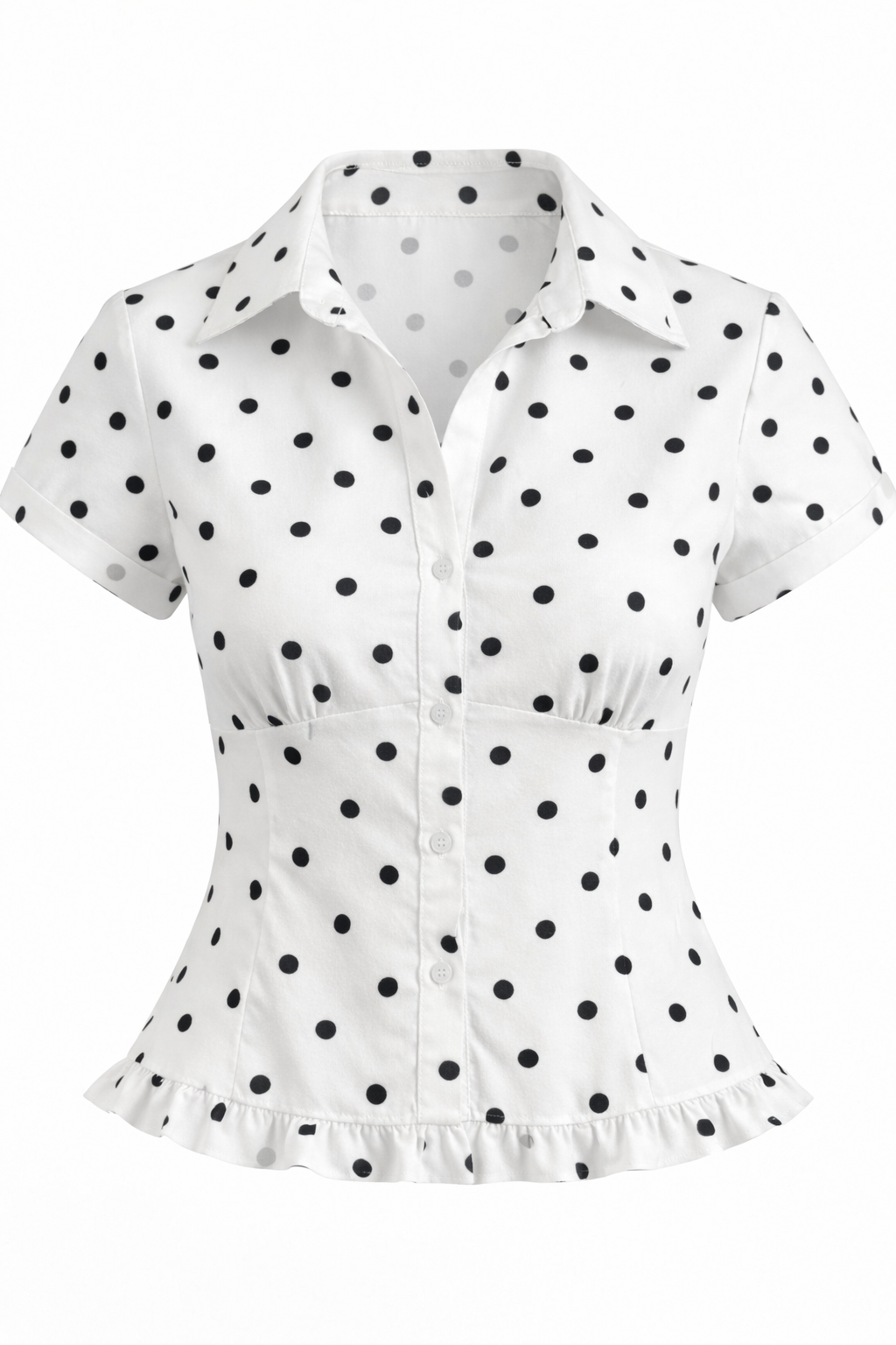 Polka dot ruffle shirt