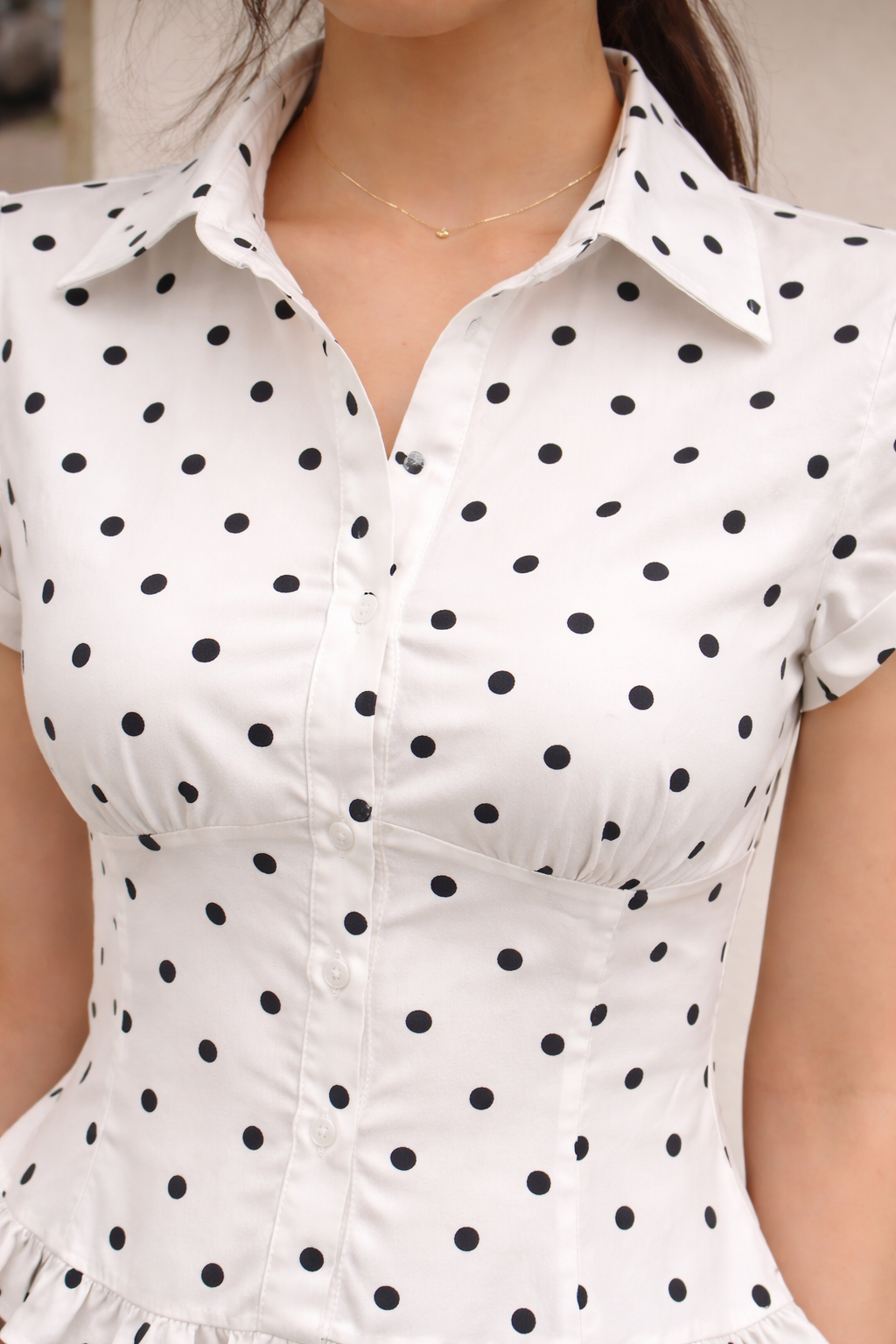 Polka dot ruffle shirt