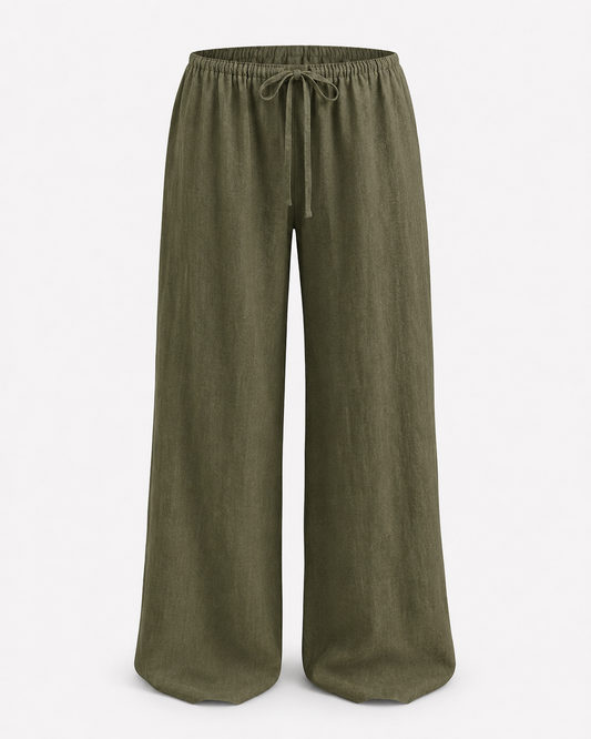 Olive linen Pull On pants