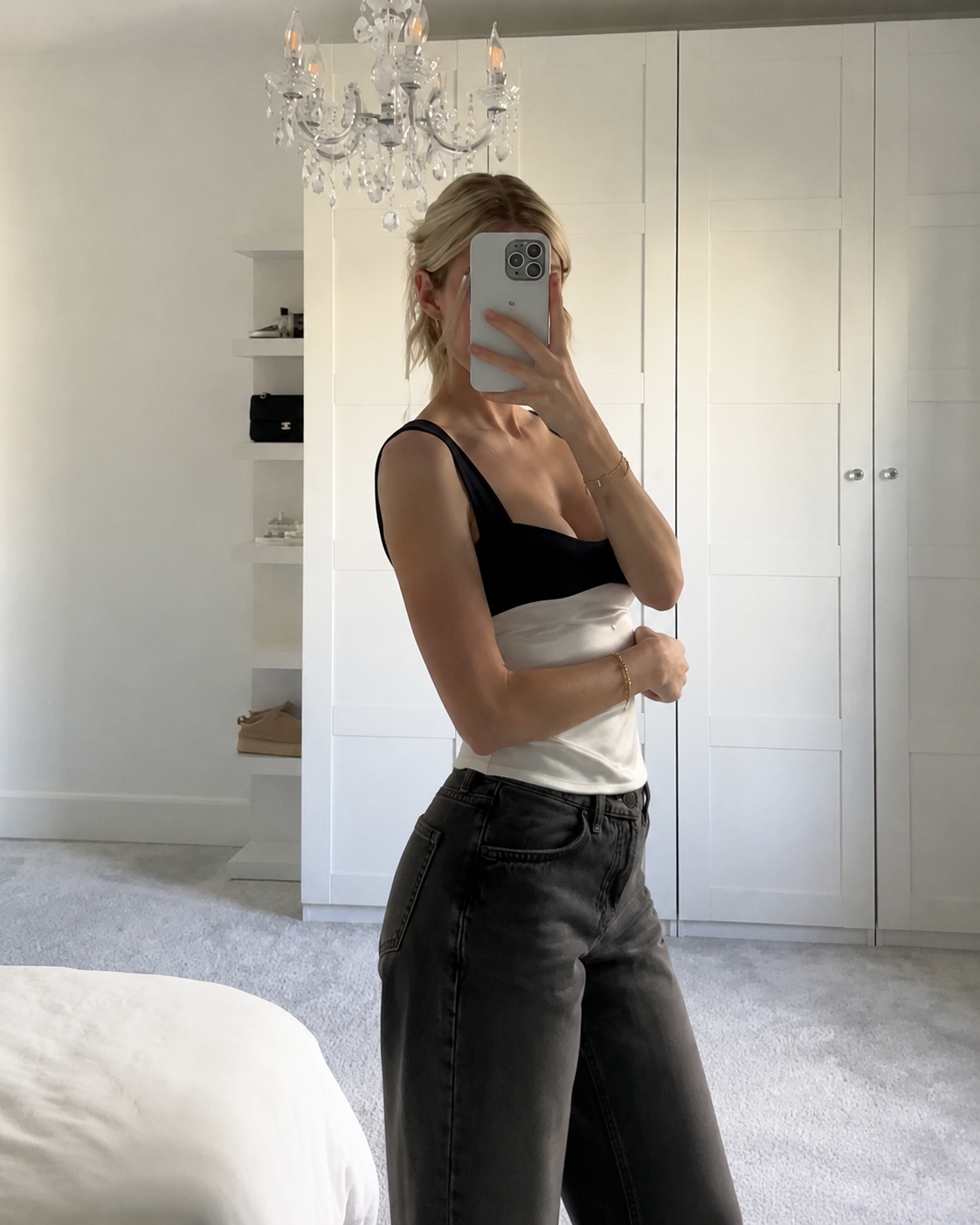 Patch top - Ivory Black