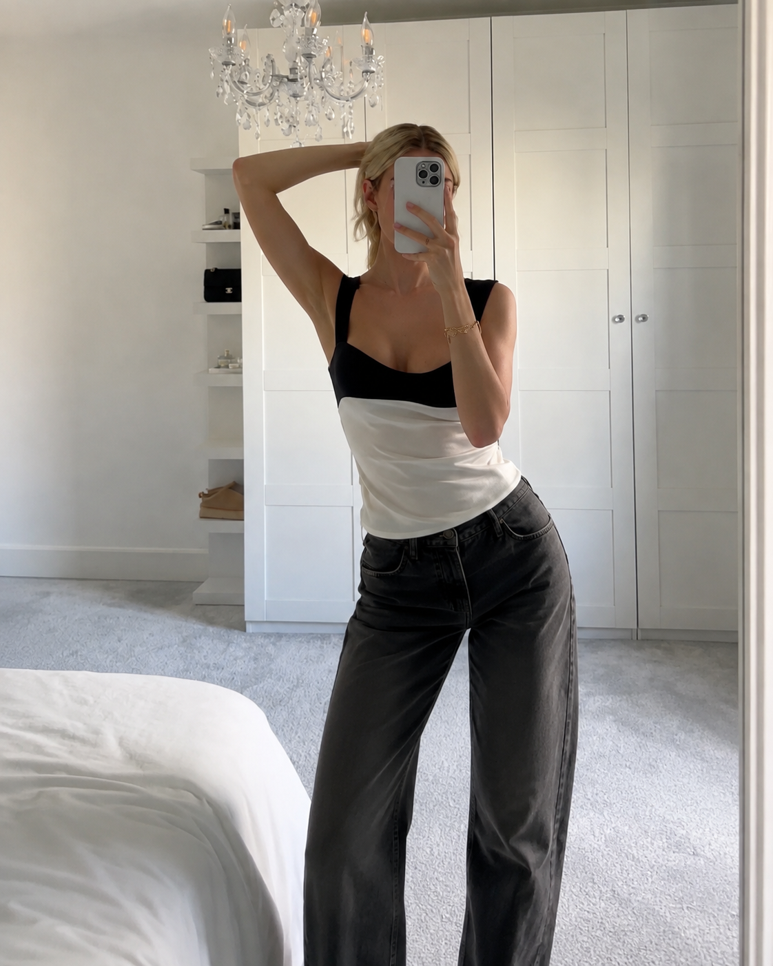 Patch top - Ivory Black
