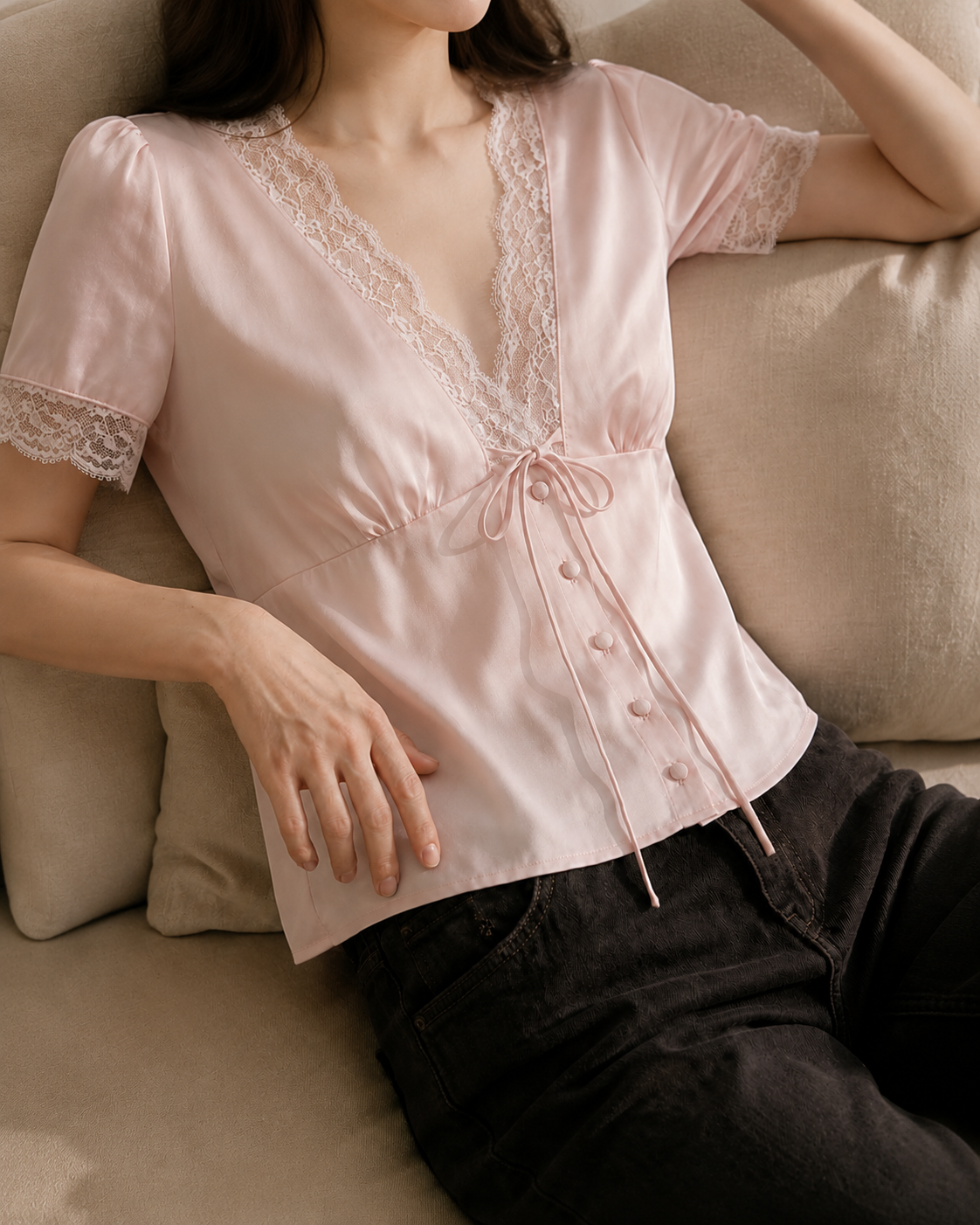 Satin Babygirl Top - Baby Pink