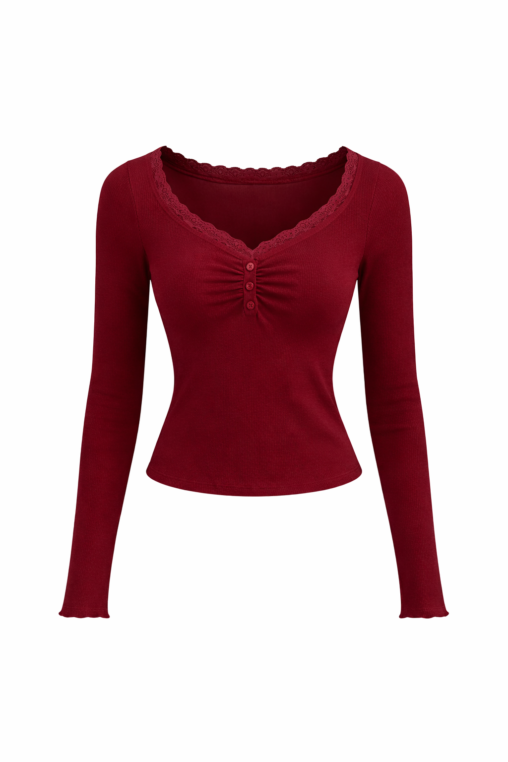 V-neck ruched Lacy top