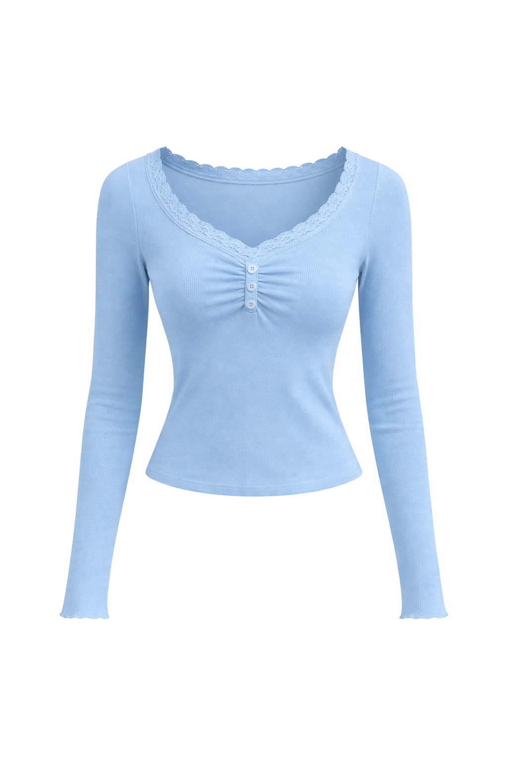 V-neck ruched Lacy top