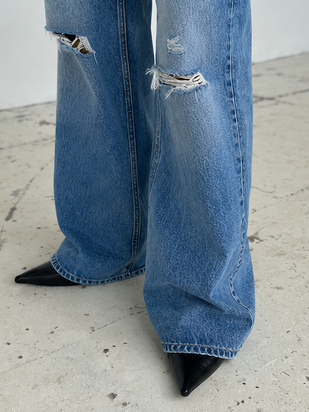 Dark Blue Distressed Denim
