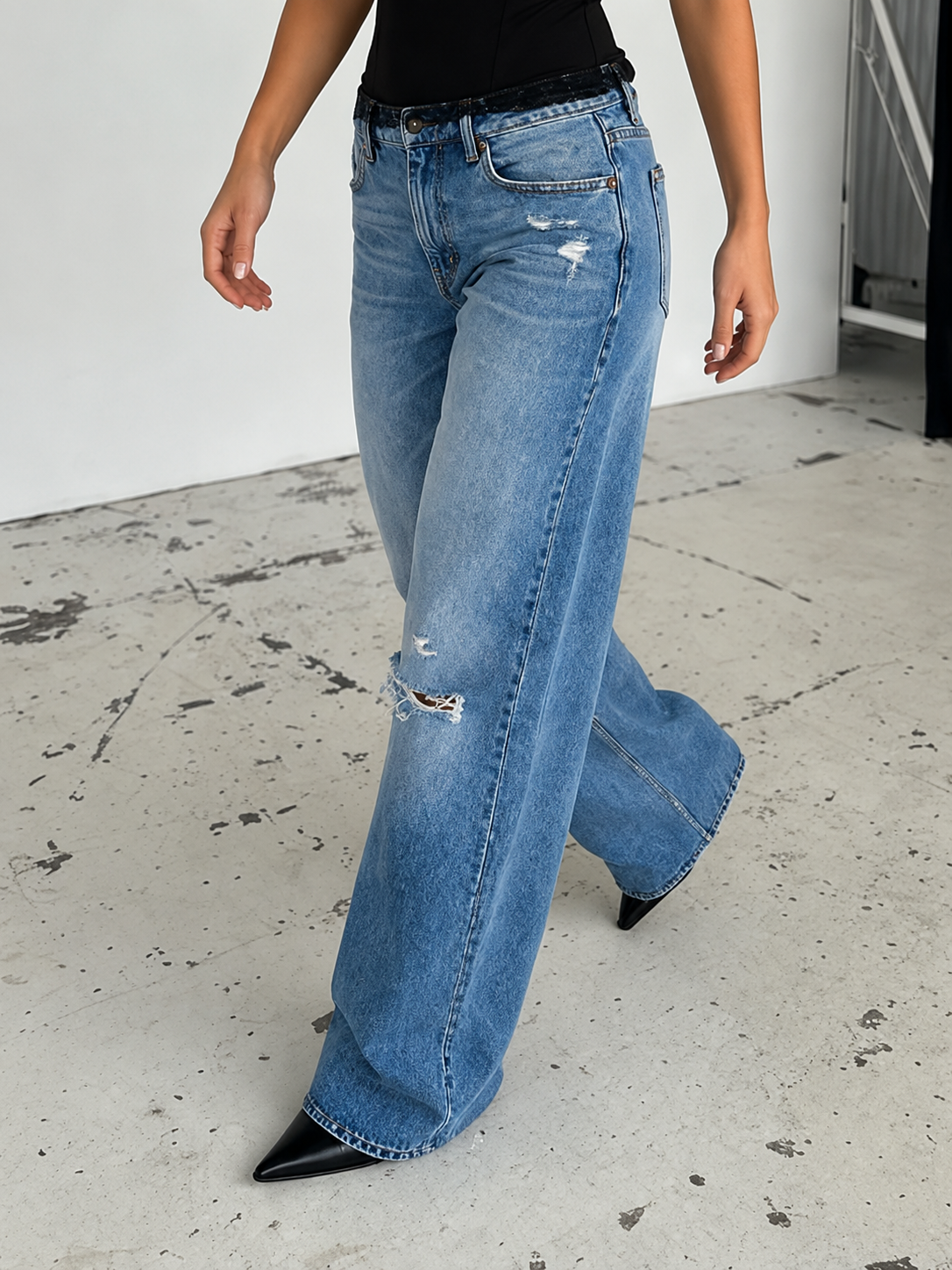 Dark Blue Distressed Denim