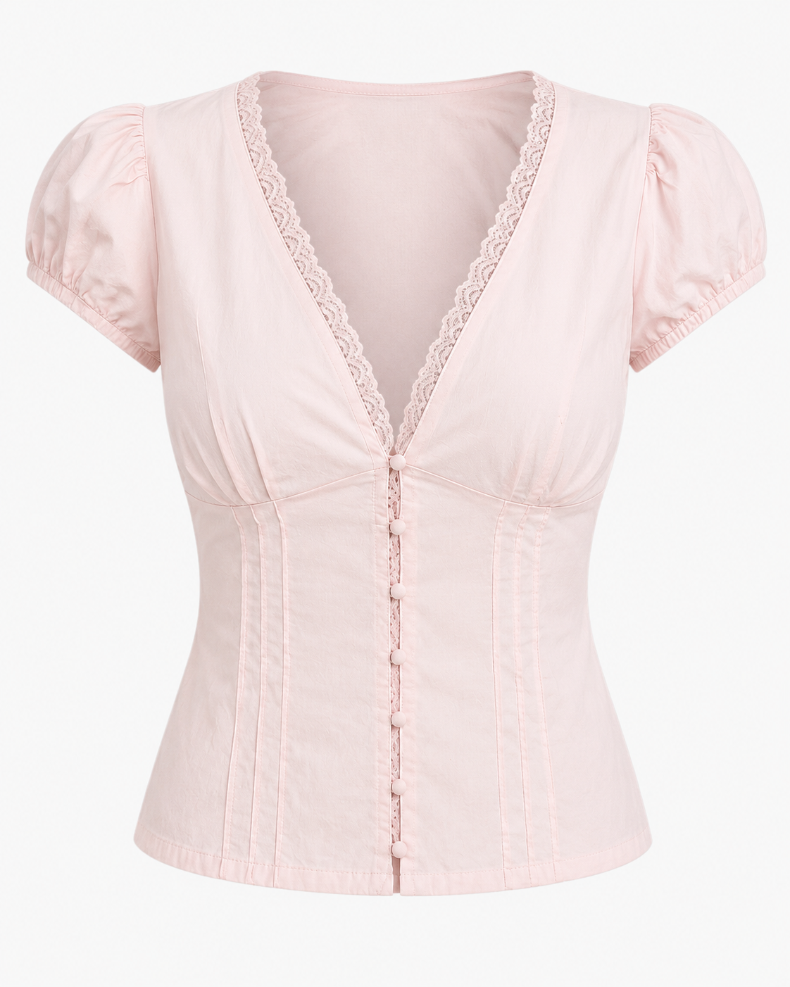 V-Neck cottage top - Soft Pink