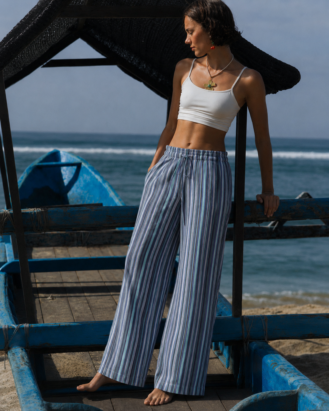 Ocean Stripe Pull-on Pants
