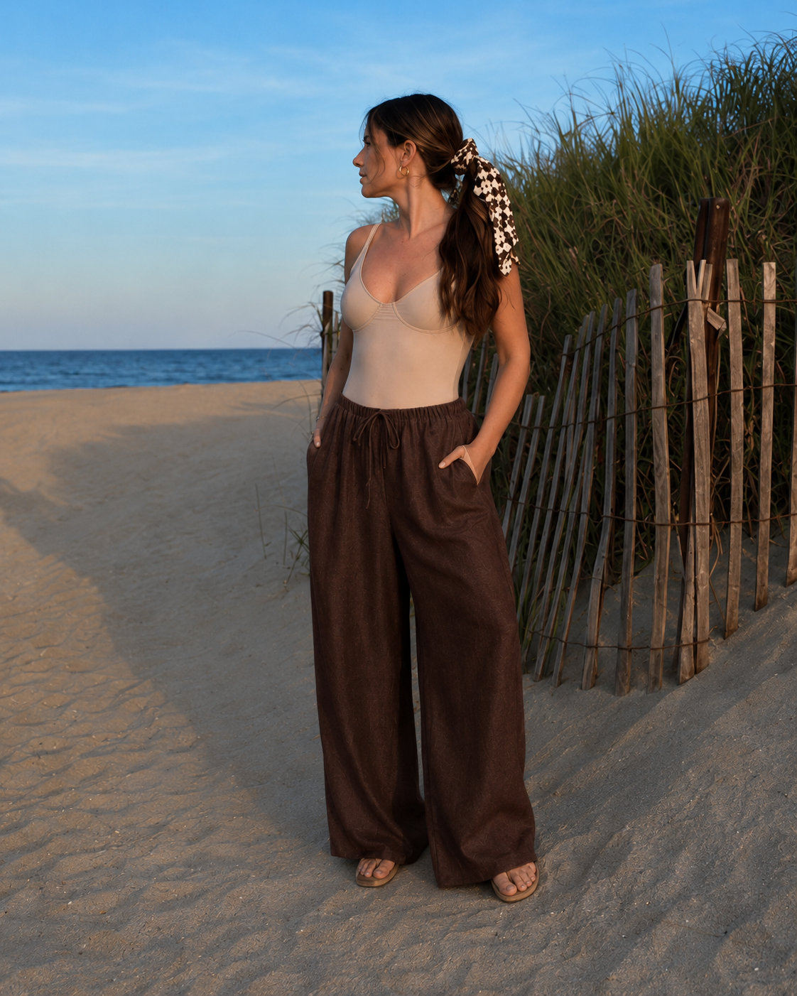 Brown Easy linen Pull On pants