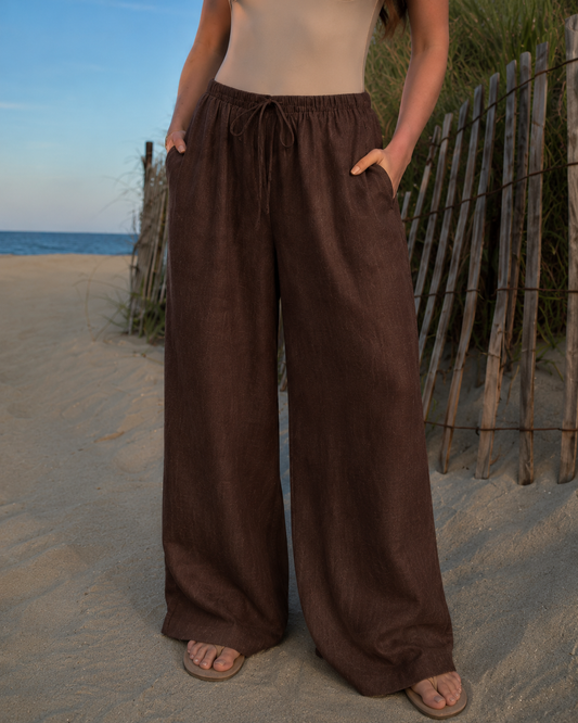 Brown Easy linen Pull On pants