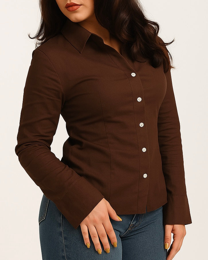 Stella chocolate fitted Shirt (with drawstrings)