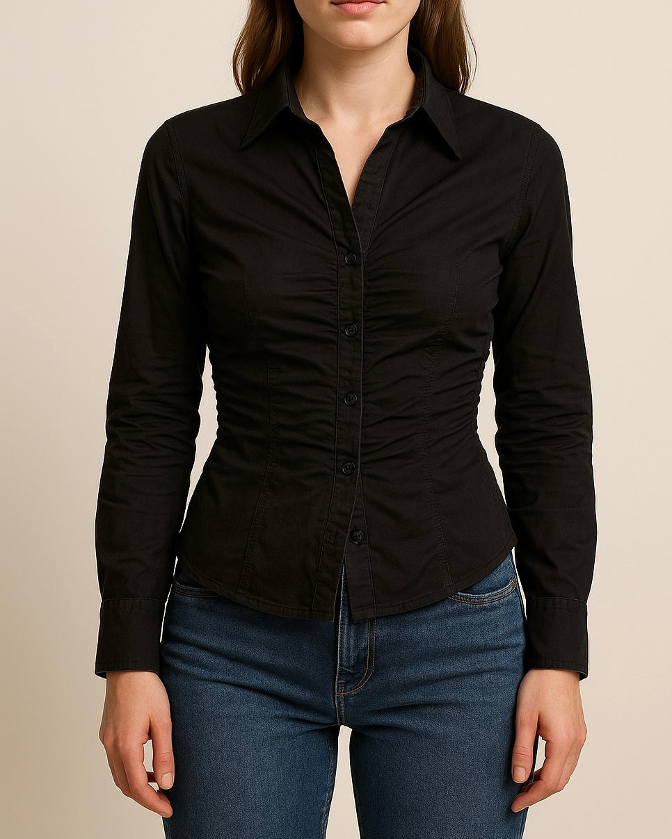 Stella black fitted Shirt (with drawstrings)