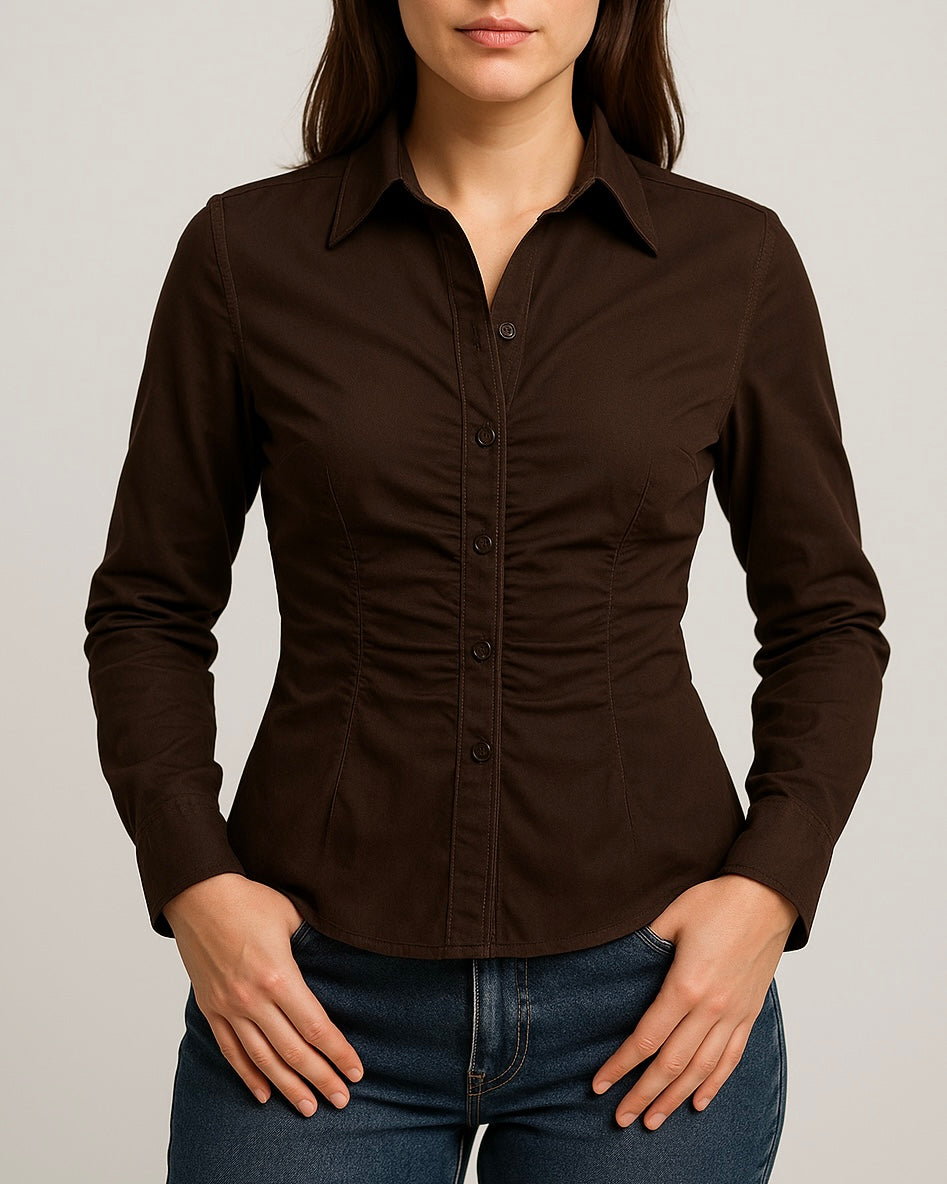 Stella chocolate fitted Shirt (with drawstrings)