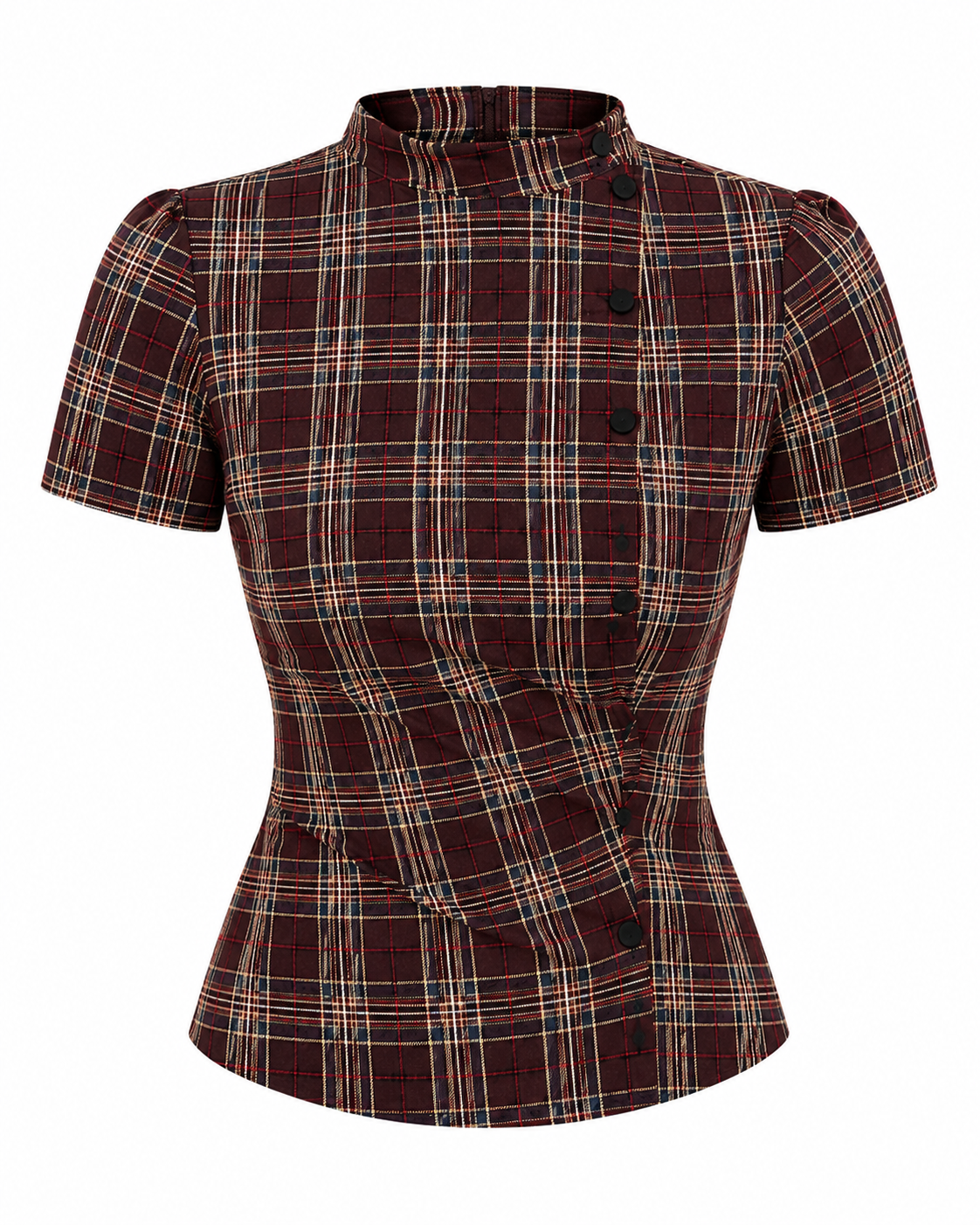 Wrap Plaid Shirt - Crimson Red