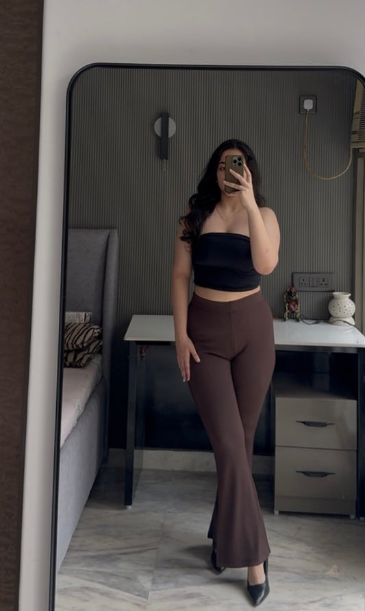 Flared ribbed pants