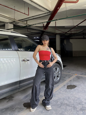 Charcoal Wide Leg Denim