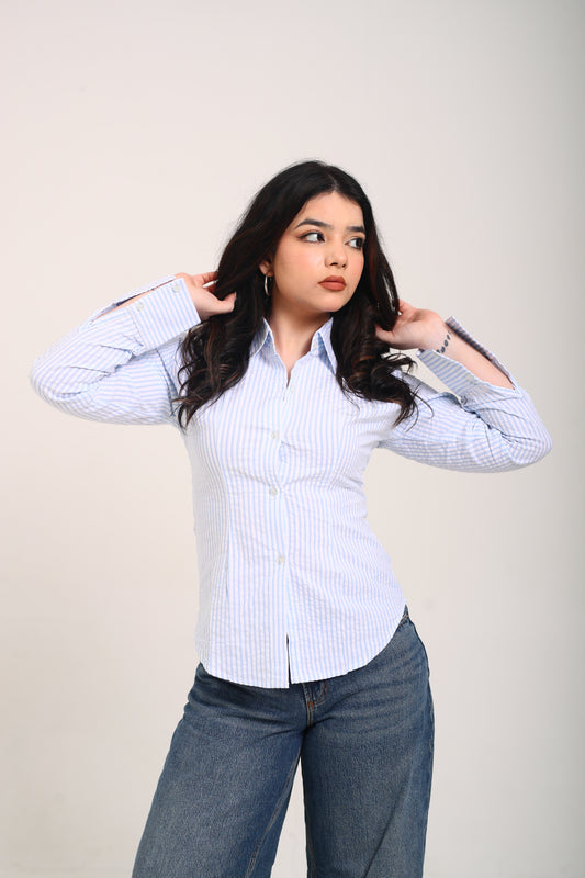 Sky Striped fitted Shirt