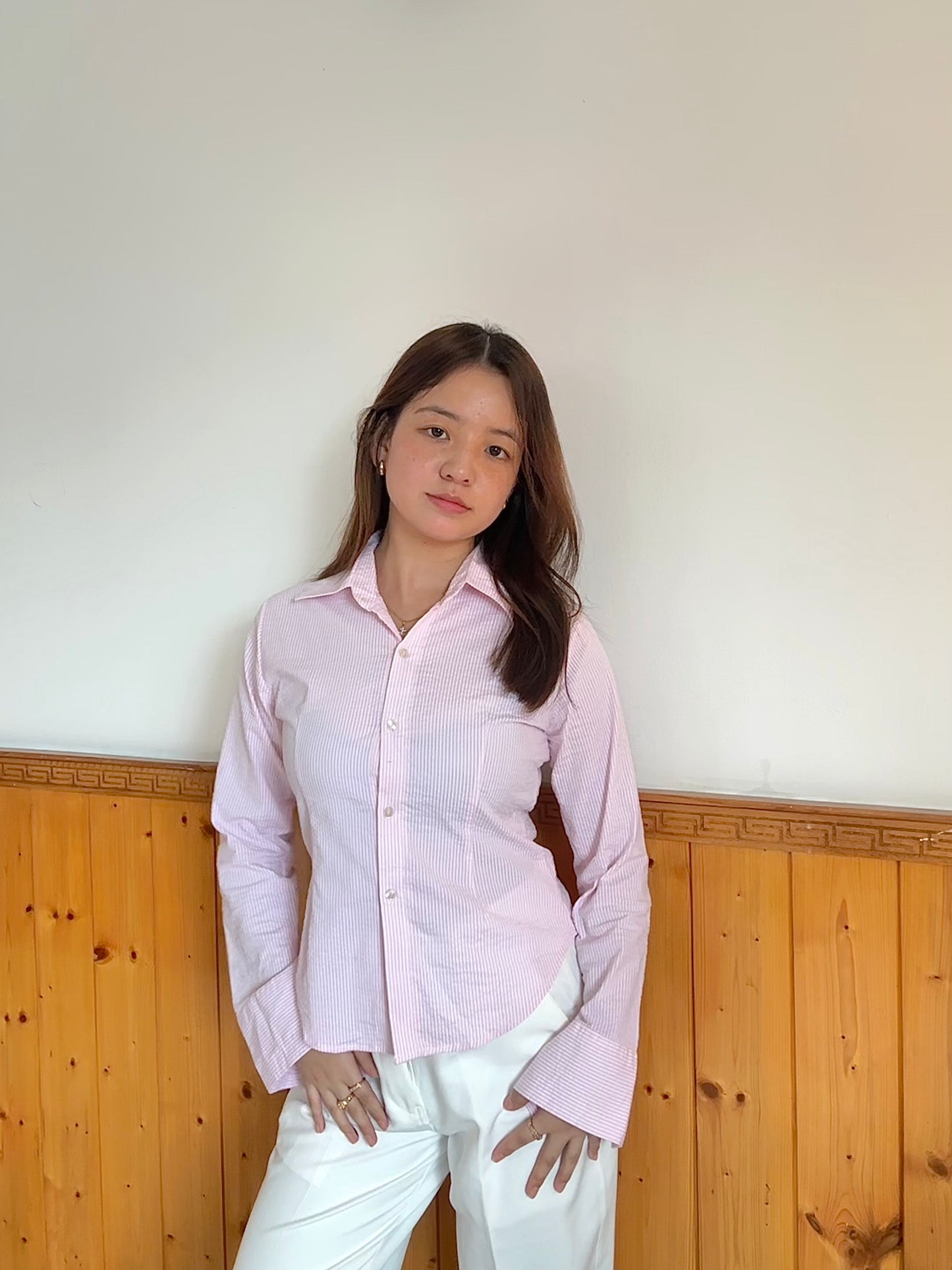 Pastel blush fitted shirt