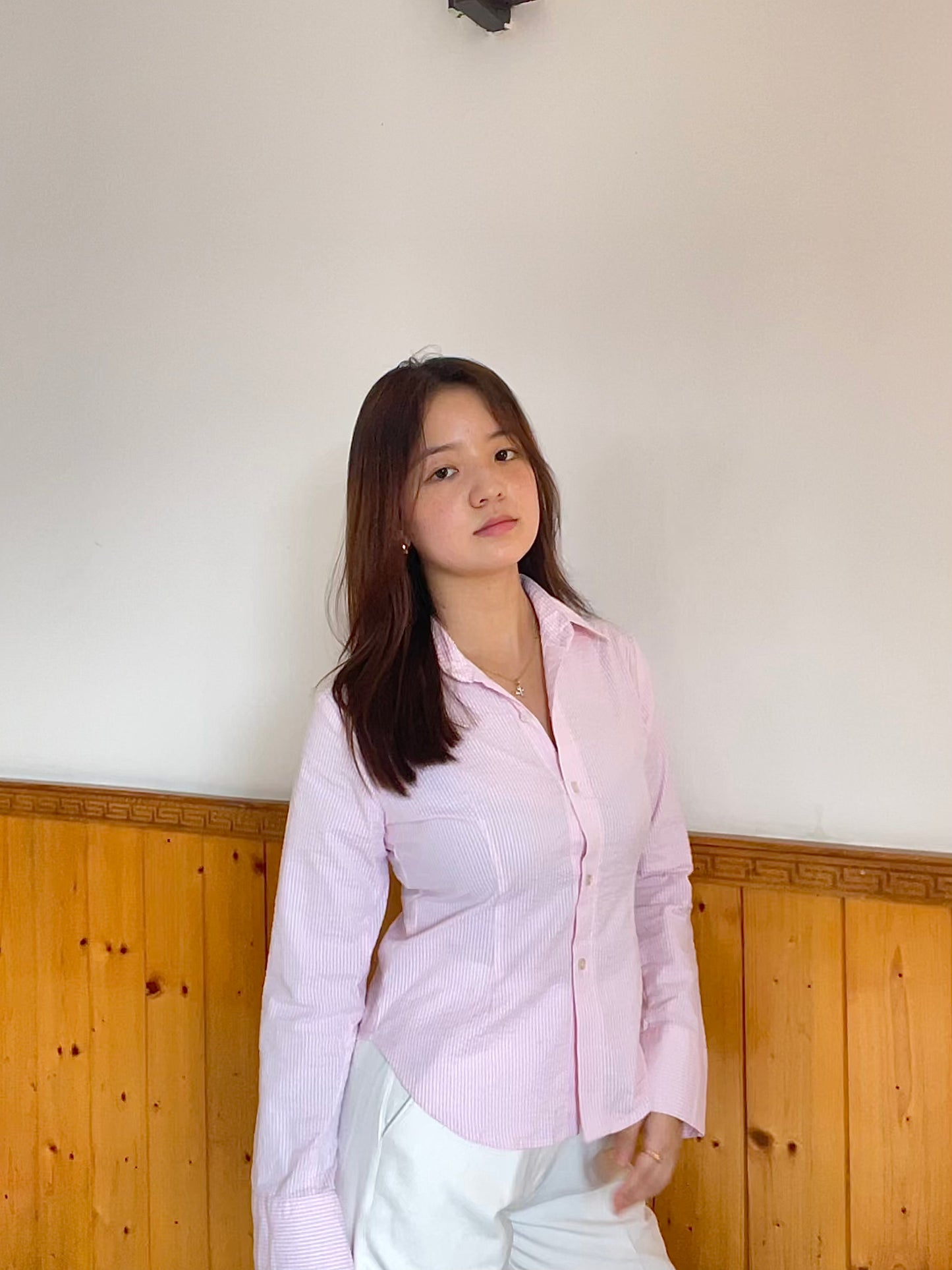 Pastel blush fitted shirt