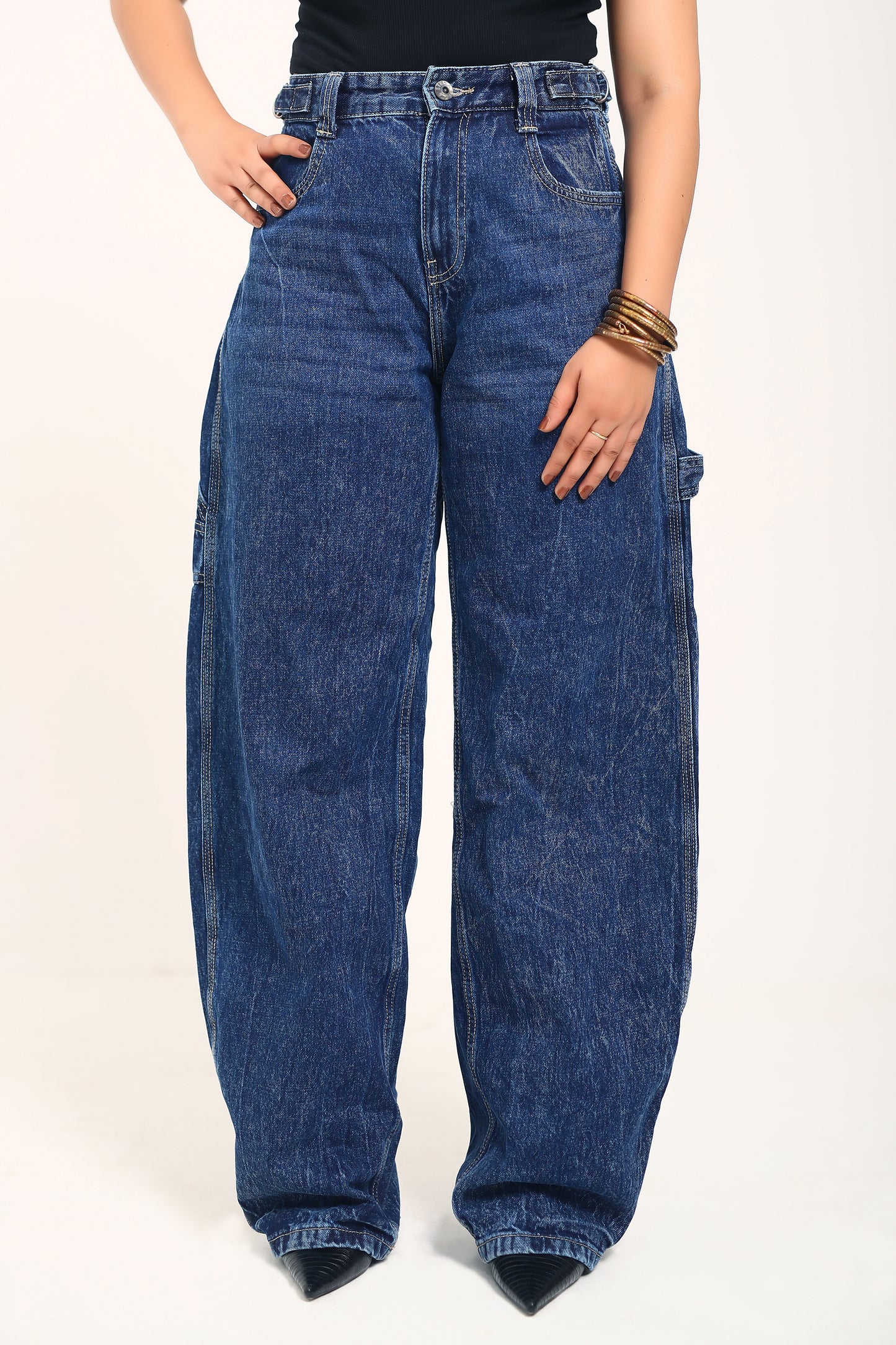 Mid Blue Adjustable waist denim