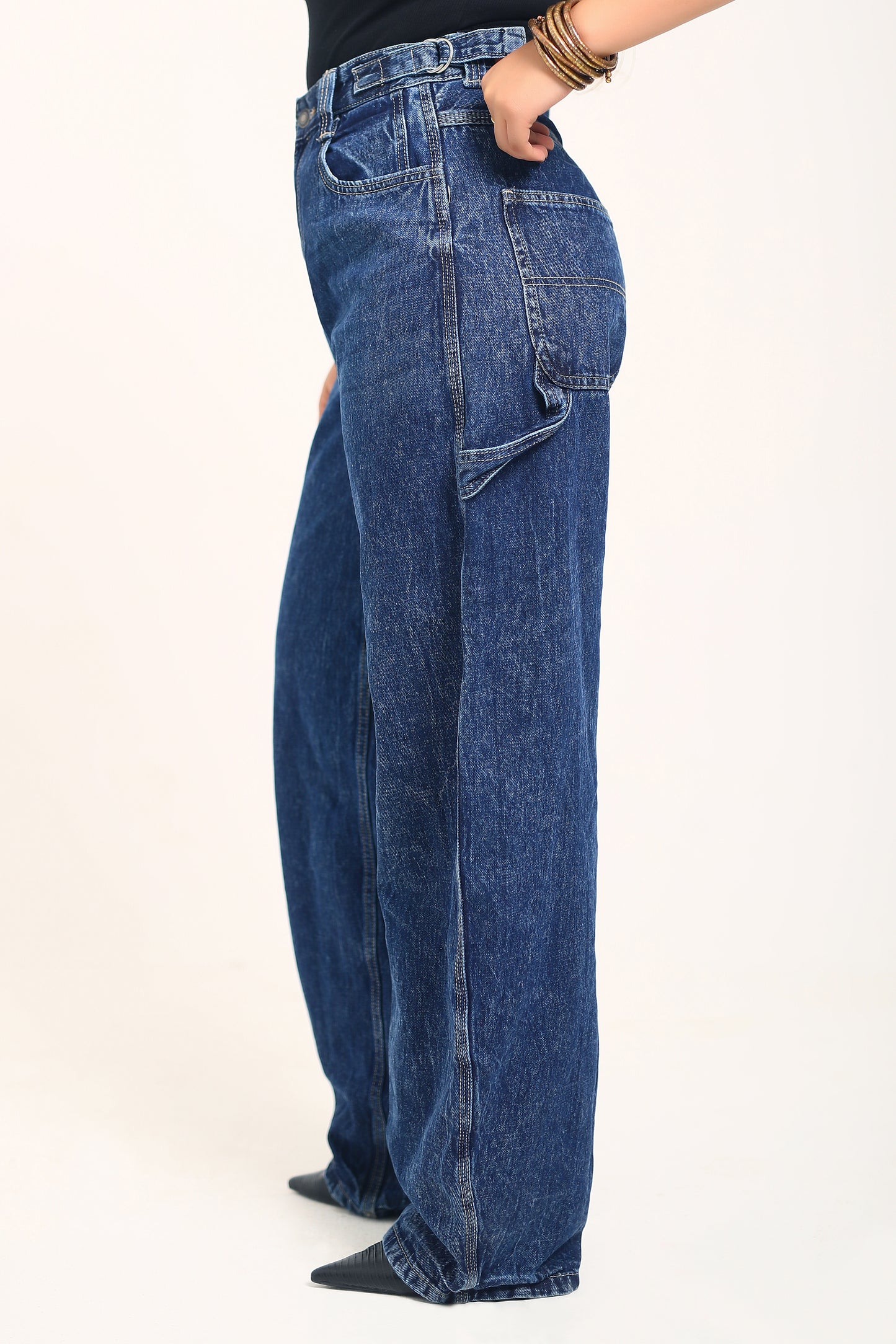 Mid Blue Adjustable waist denim