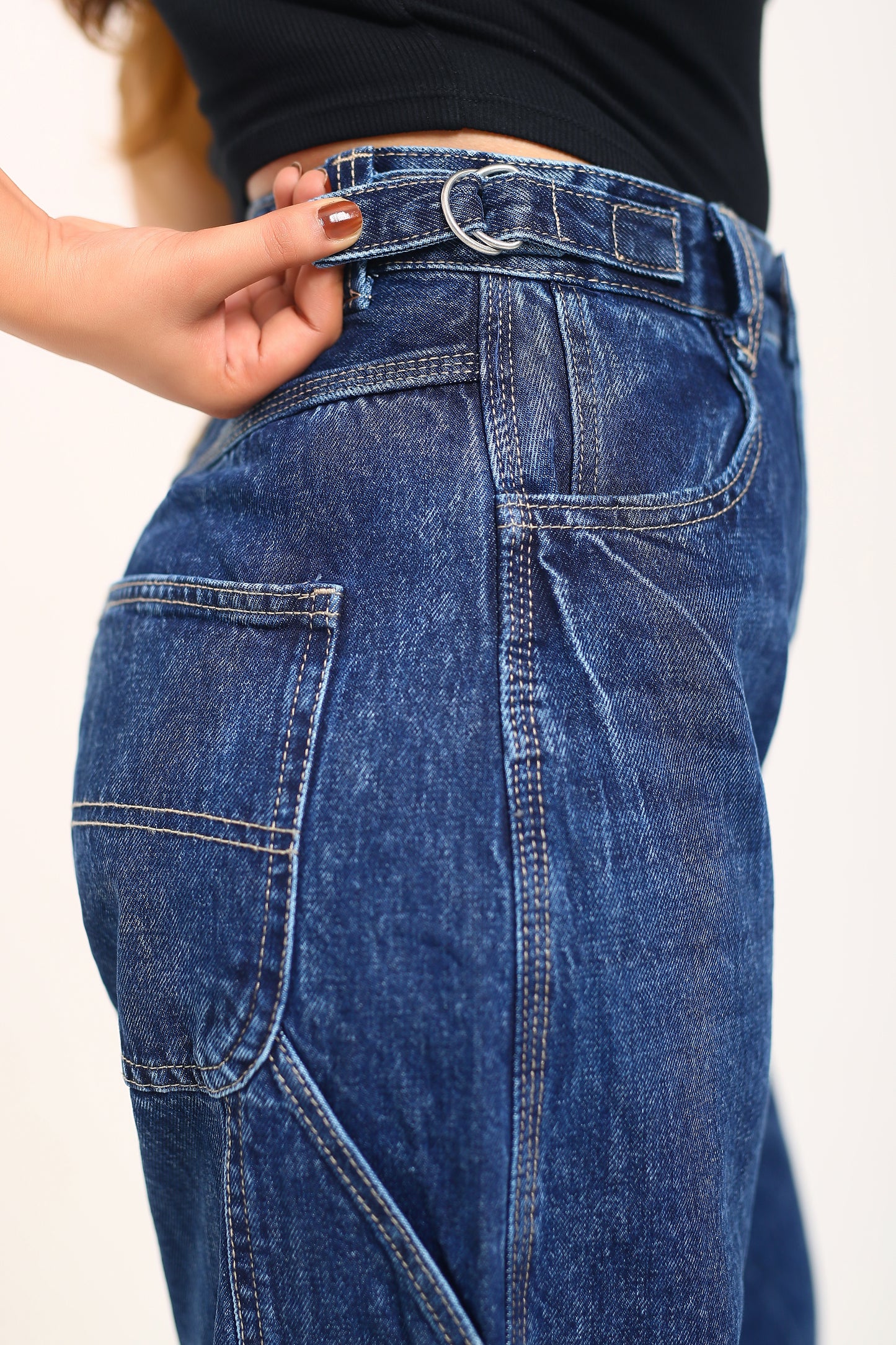 Mid Blue Adjustable waist denim