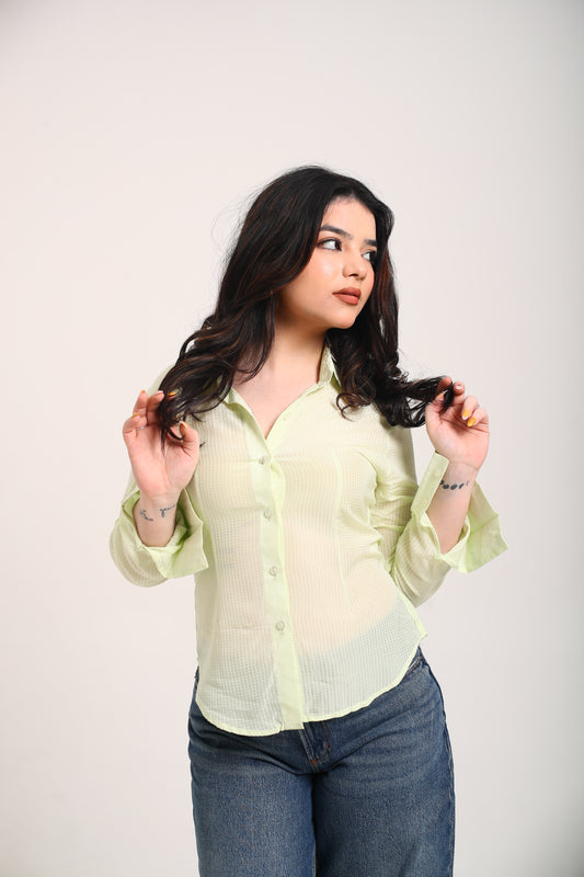 Sheer Lime fitted shirt (with drawstrings)