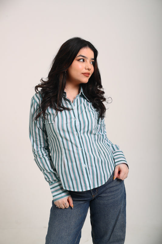 Aqua stripes fitted Shirt